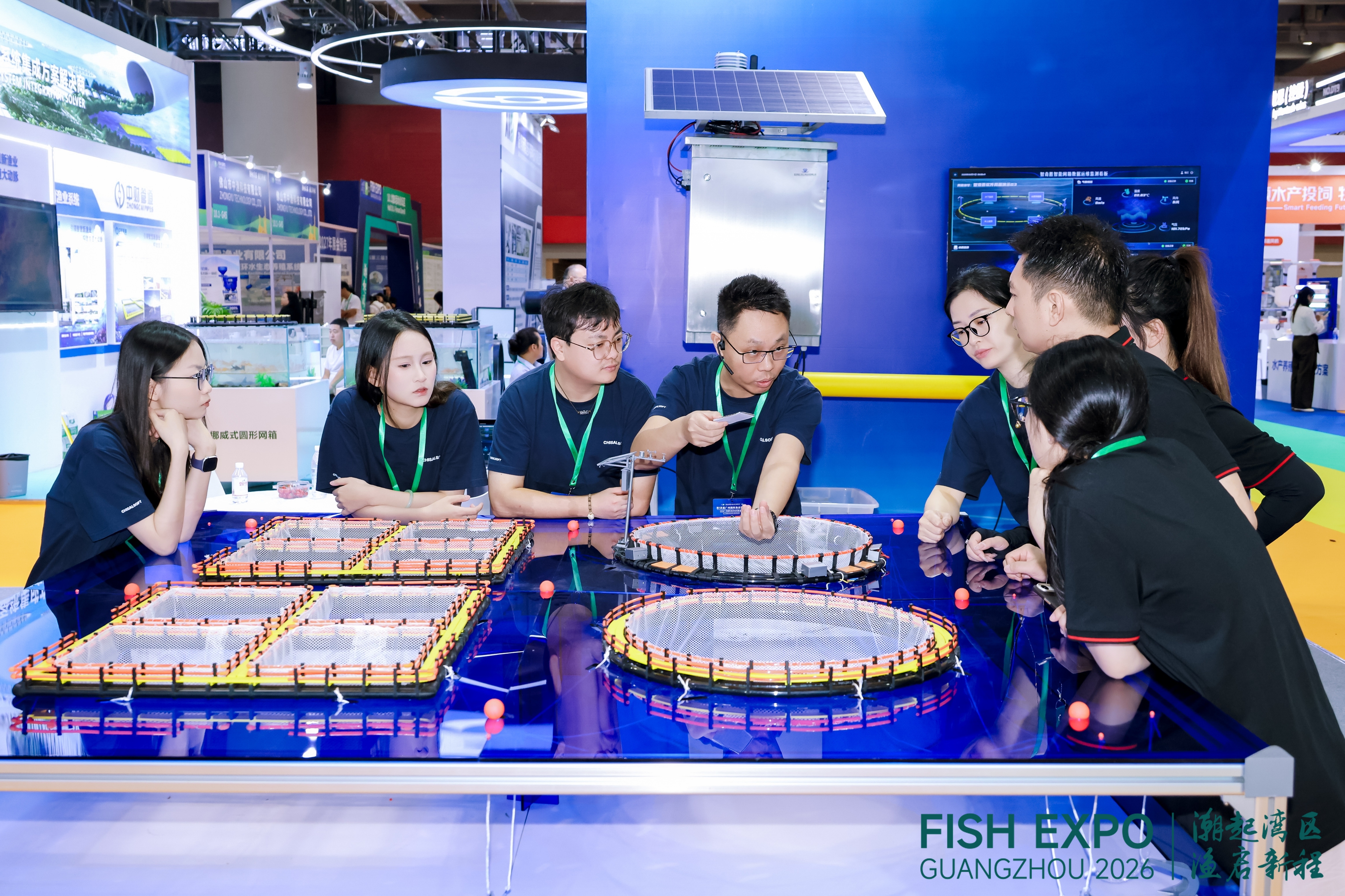 Chisalsoft and BathyBlue joint booth at the 12th Guangzhou International Fisheries Expo, showcasing an AI-driven smart aquaculture system